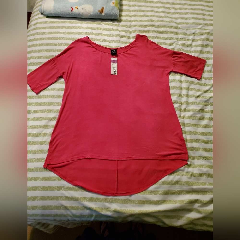 Agnes & Dora Hot Pink Scoop Neck Hi-Low Tunic